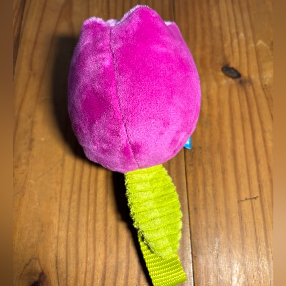 Bark Dog Toy Set Plush Pink Flower & Crinkle Fry Box Squeaker Crinkle Excellent - Picture 6 of 7
